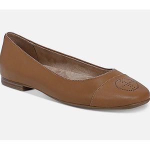 Giani Bernini Aerinn Women's Leather Padded Insole Ballet Flats Cognac 7.5M NWB